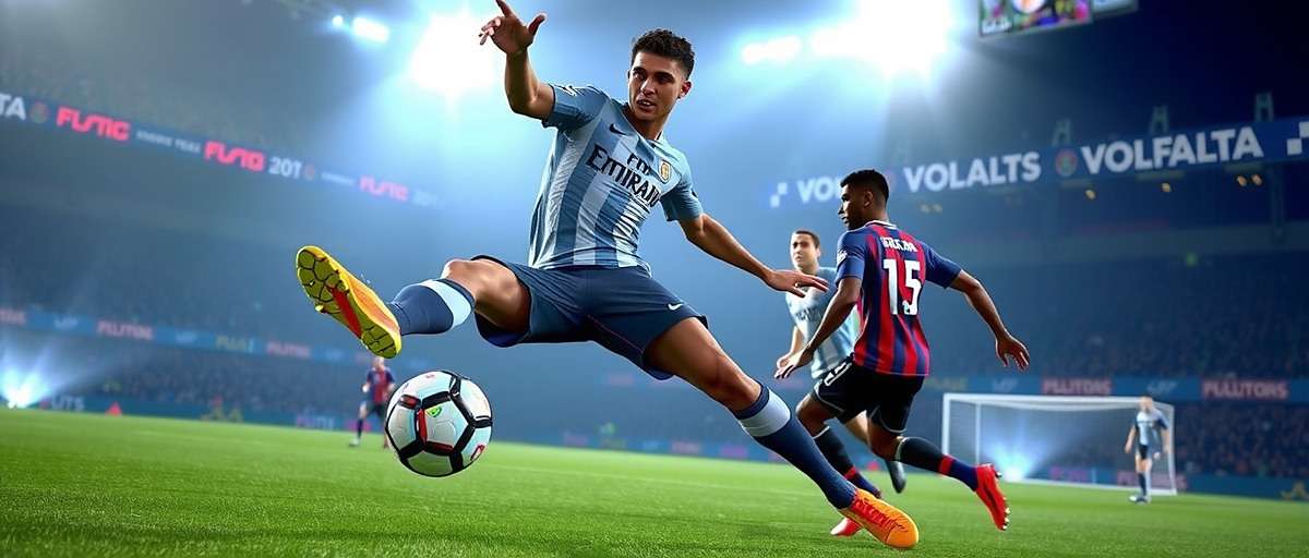 FIFA 20 gameplay showing an intense match moment in VOLTA Football mode