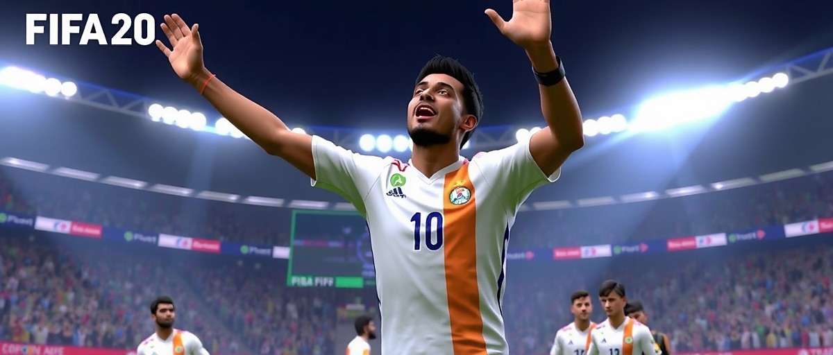 FIFA 20 screenshot showing a celebration featuring Indian player Sunil Chhetri